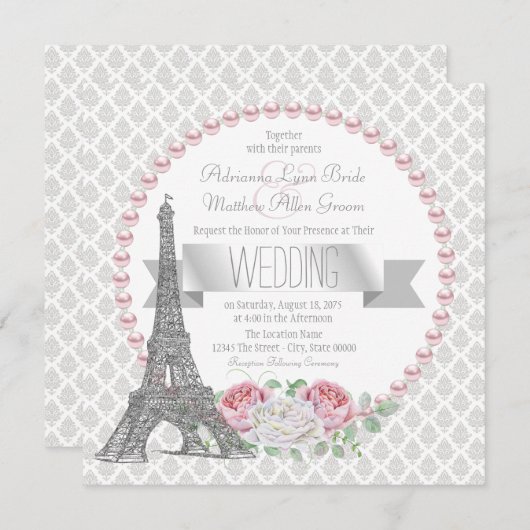 Franse land Parijs bruiloft Kaart (Voorkant / Achterkant)