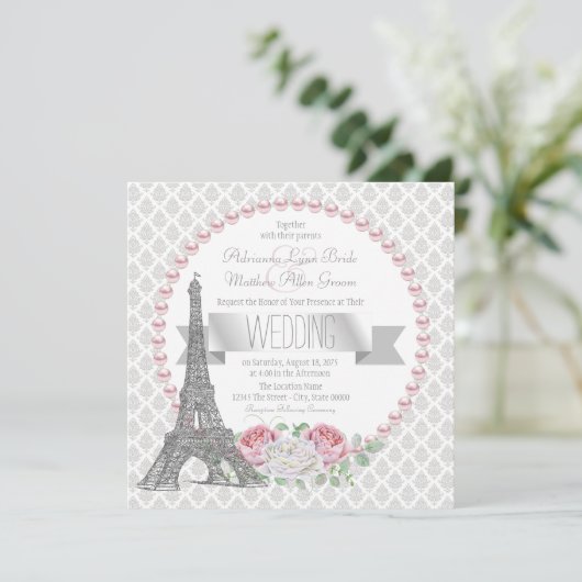 Franse land Parijs bruiloft Kaart (Staand voorkant)