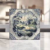 Franse land pastorale blauw en wit toilet tegeltje