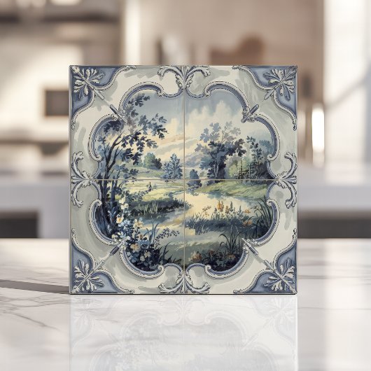 Franse land pastorale blauw en wit toilet tegeltje