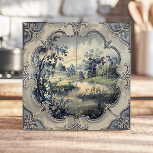 Franse land pastorale blauw en wit toilet tegeltje