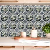 Franse land pastorale blauw en wit toilet tegeltje