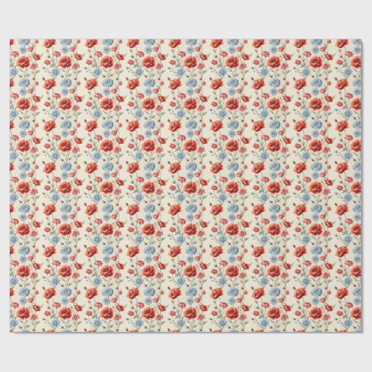 Franse land Poppy en Dahlia Cadeaupapier (Vlak)