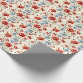 Franse land Poppy en Dahlia Cadeaupapier (Hoek)