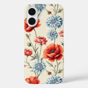 Franse land Poppy en Dahlia iPhone 16 Hoesje