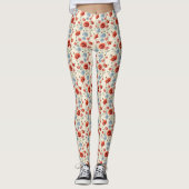 Franse land Poppy en Dahlia Leggings (Voorkant)