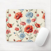 Franse land Poppy en Dahlia Muismat (Met muis)