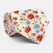 Franse land Poppy en Dahlia Stropdas (Opgerold)