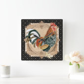 Franse land Roosters Antiek thuisdecor Vierkante Klok (Huis)