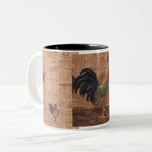-Franse land Roosters Coffee Cup Mok (Voorkant links)