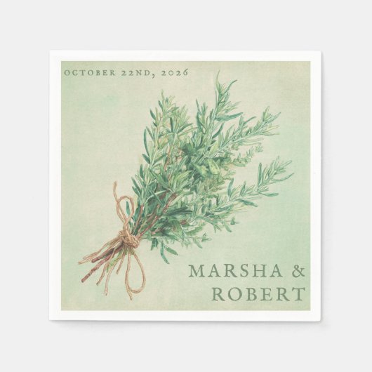 Franse land Rozemarijn Rustieke bruiloft servet (Voorkant)