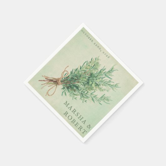Franse land Rozemarijn Rustieke bruiloft servet (Hoek)