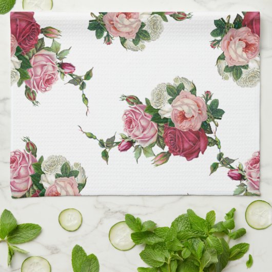 Franse land Rozen Theedoek (Gevouwen)