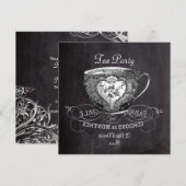 Franse land theekop krijtbord thee partij kaart (Voorkant / Achterkant)