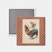 Franse land Victoriaans haan koelkast magneet (Voorkant / Achterkant)