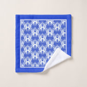 Franse landblauw en witte doekdoekset bad handdoek (Wasdoekje)