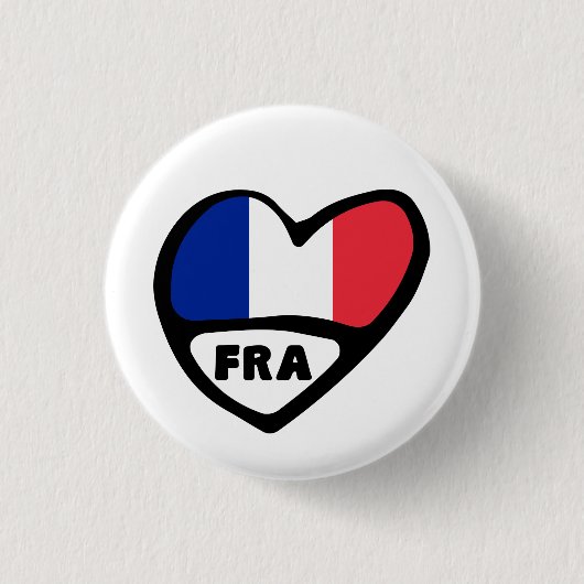 Franse landcode Flag Heart Pin Badge, FRA Ronde Button 3,2 Cm (Voorkant)