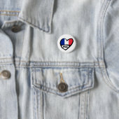 Franse landcode Flag Heart Pin Badge, FRA Ronde Button 3,2 Cm (In situ)