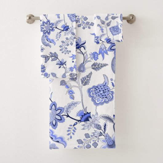 Franse Landelijke Blauwe Kleur Bad Handdoek (Insitu)