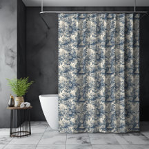 Franse landelijke blauwe Toile de Jouy bloem