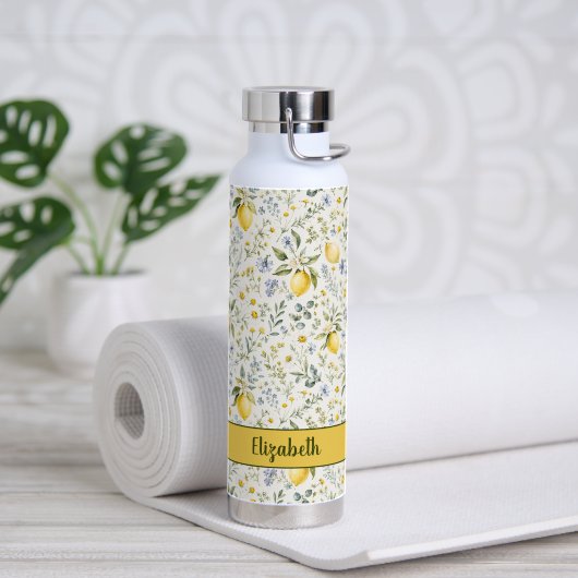 Franse landelijke citroen wilde bloem aangepaste n waterfles (Yoga (Gedraaid) )