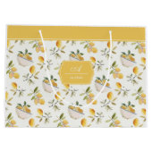 Franse landelijke citroenpatroon monogram cadeauta groot cadeauzakje (Achterkant)