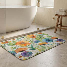 Franse landelijke decor waterverf wilde bloemen badmat