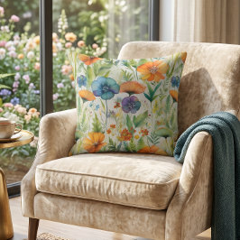 Franse landelijke decor waterverf wilde bloemen kussen