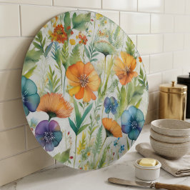 Franse landelijke decor waterverf wilde bloemen snijplank
