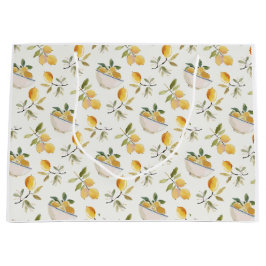 Franse landelijke giftzak met citroenpatroon groot cadeauzakje
