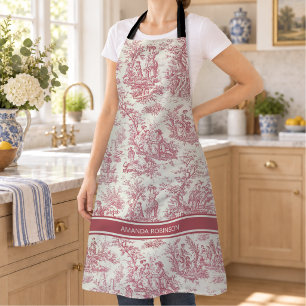 Franse landelijke keuken, vintage toile de jouy, r schort