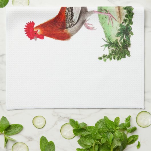 Franse landelijke rode decor Rooster Theedoek (Gevouwen)