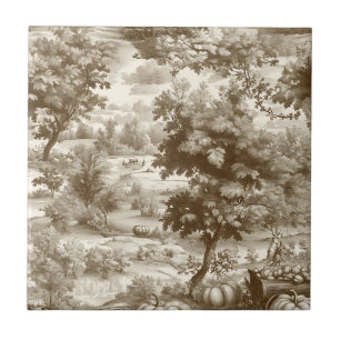 Franse landelijke sepia pompoen toile patroon tegeltje