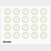 Franse landelijke weide gingham - saliegroen gerui ronde sticker (Vel)