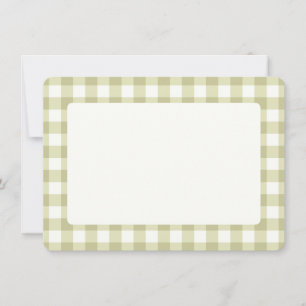 Franse landelijke weide gingham - saliegroen ruitj bedankkaart