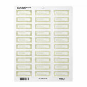 Franse landelijke weide gingham - saliegroen ruitj etiket (Full Sheet)