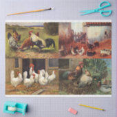 Franse landenboerenkazerij Roosters Quad 1 ontlepa Tissuepapier (Craft)