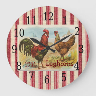 Franse landkaart, Hen Print Clock Grote Klok