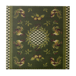 Franse landroestraten Olive Ceramic Tile Tegeltje