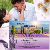 Franse Lavendel Land QR Save the Date Kaart