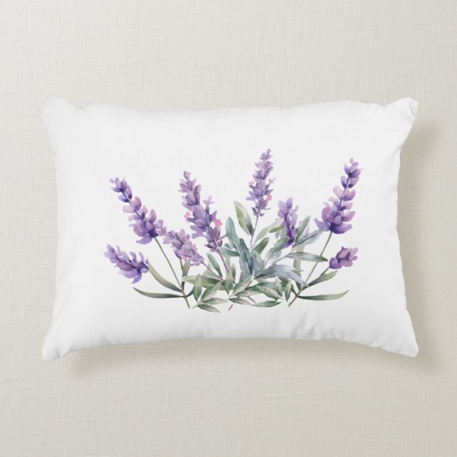 Franse lavendel patroon. aquarel accent kussen (Voorkant)