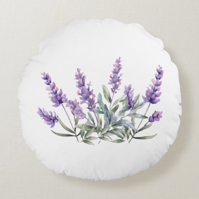 Franse lavendel patroon. aquarel rond kussen (Voorkant)