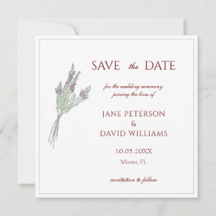 Franse lavendel Save the Date Uitnodiging