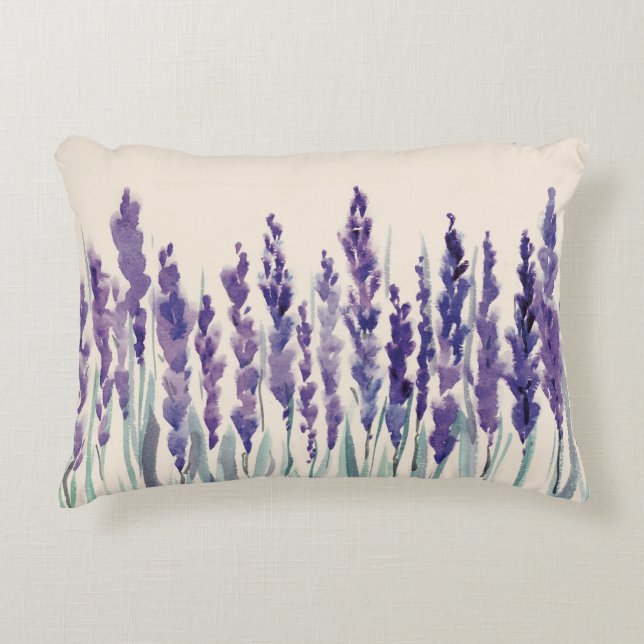 Franse Lavendel: Waterverf Illustratie Accent Kussen (Voorkant)