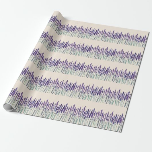 Franse Lavendel: Waterverf Illustratie Cadeaupapier (Uitgerold)