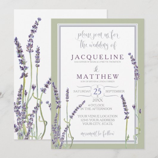 Franse lavendelbloemen moderne typografie script kaart (Voorkant / Achterkant)