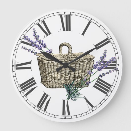 -Franse lavender Basket Floral Grote Klok (Voorkant)