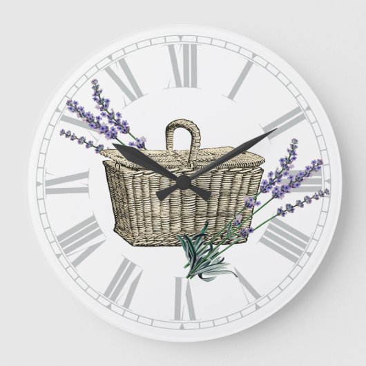 -Franse lavender Basket Floral Grote Klok (Voorkant)