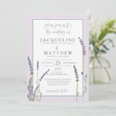 Franse lavender Floral Waterverf Leaf Typografie Kaart (Staand voorkant)