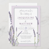 Franse lavender Floral Waterverf Leaf Typografie Kaart (Voorkant / Achterkant)